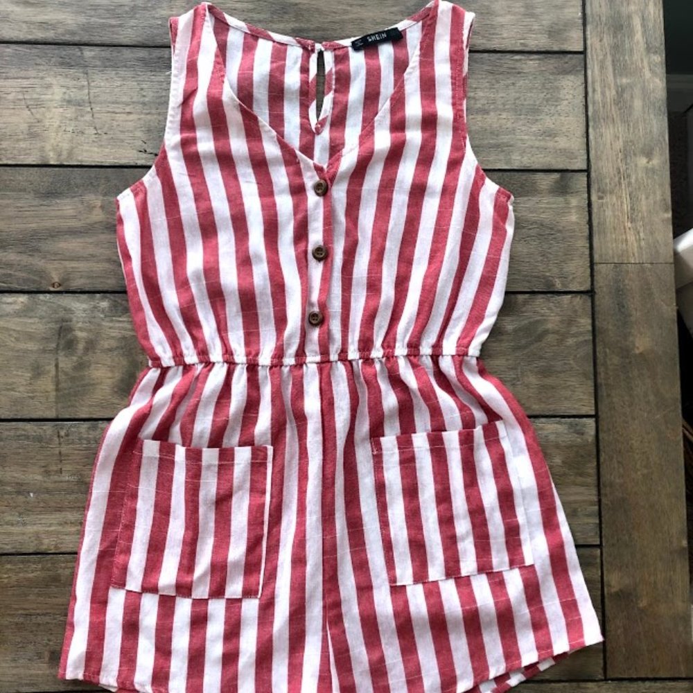 Red & White Romper